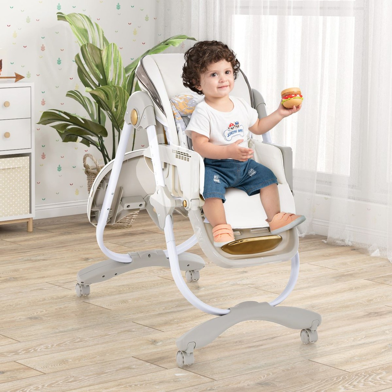 Folding Baby Dining High Chair with Adjustable Height & Recline product image