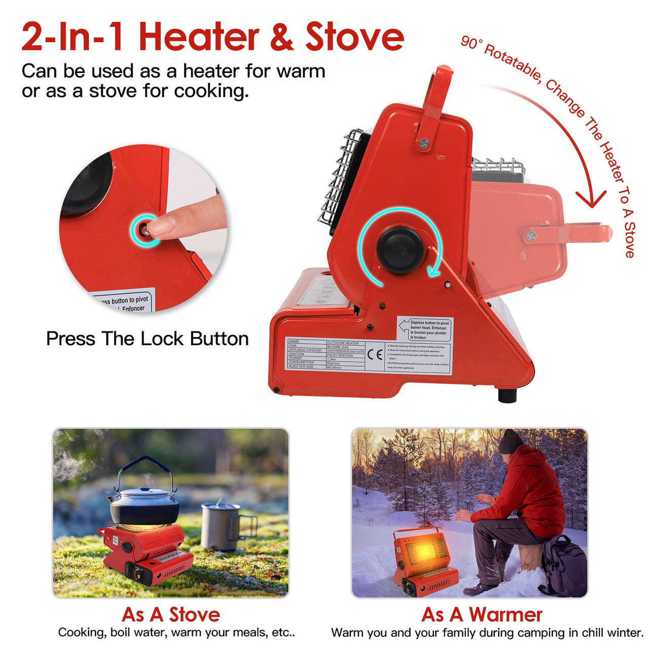 LakeForest® 2-in-1 Butane Burner & Heater product image