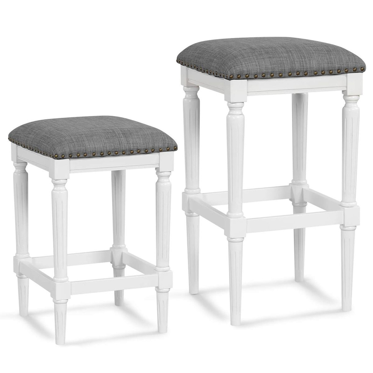 3-Height Square Saddle Stools with Footrests & Padded Seats (Set of 2) product image