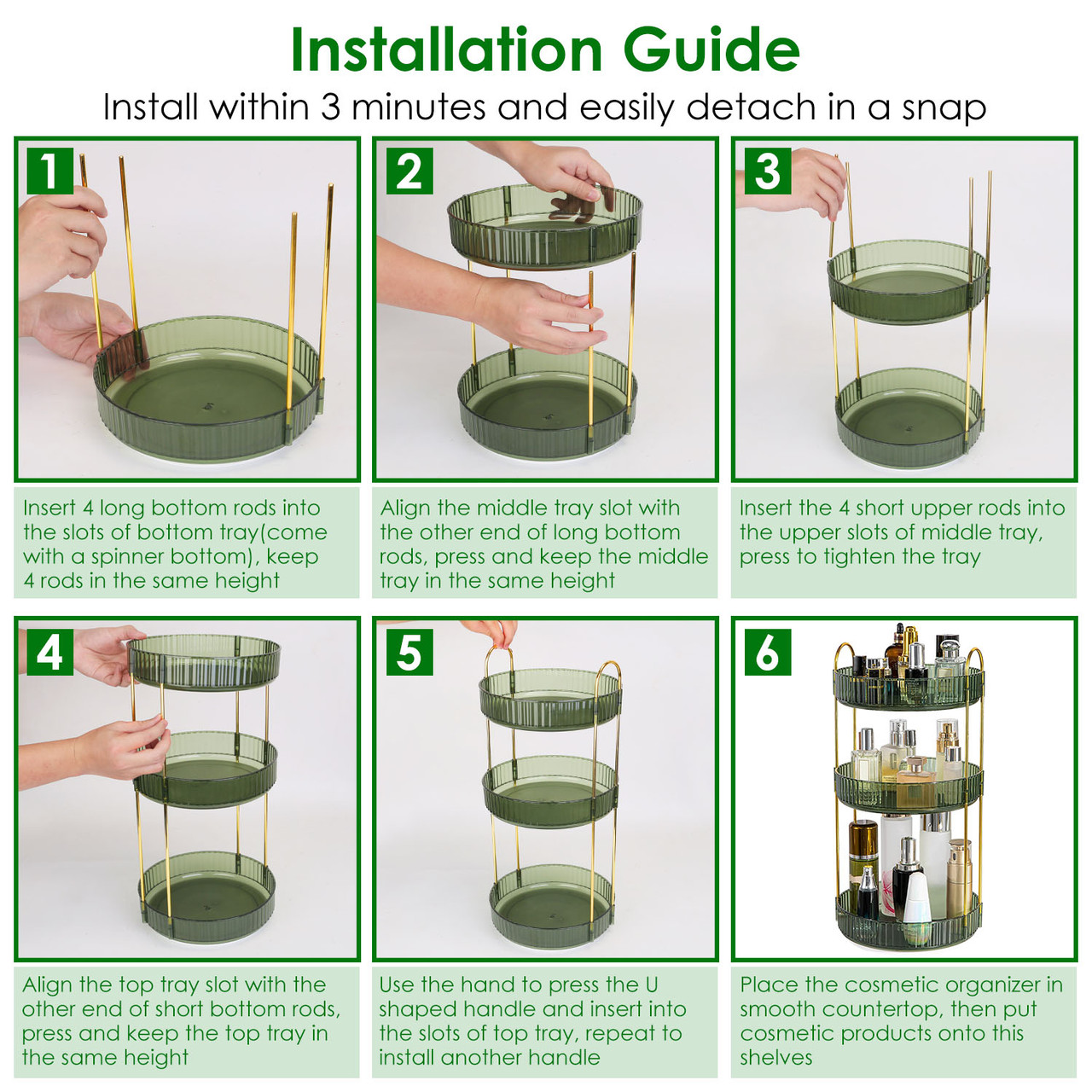 NewHome™ 3-Tier Rotating Makeup Organizer product image