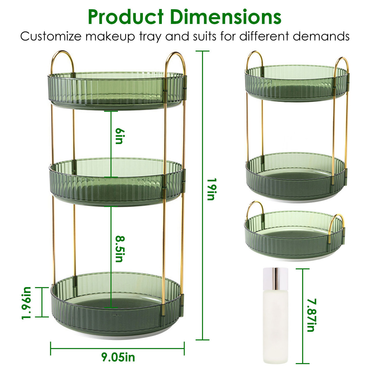 NewHome™ 3-Tier Rotating Makeup Organizer product image