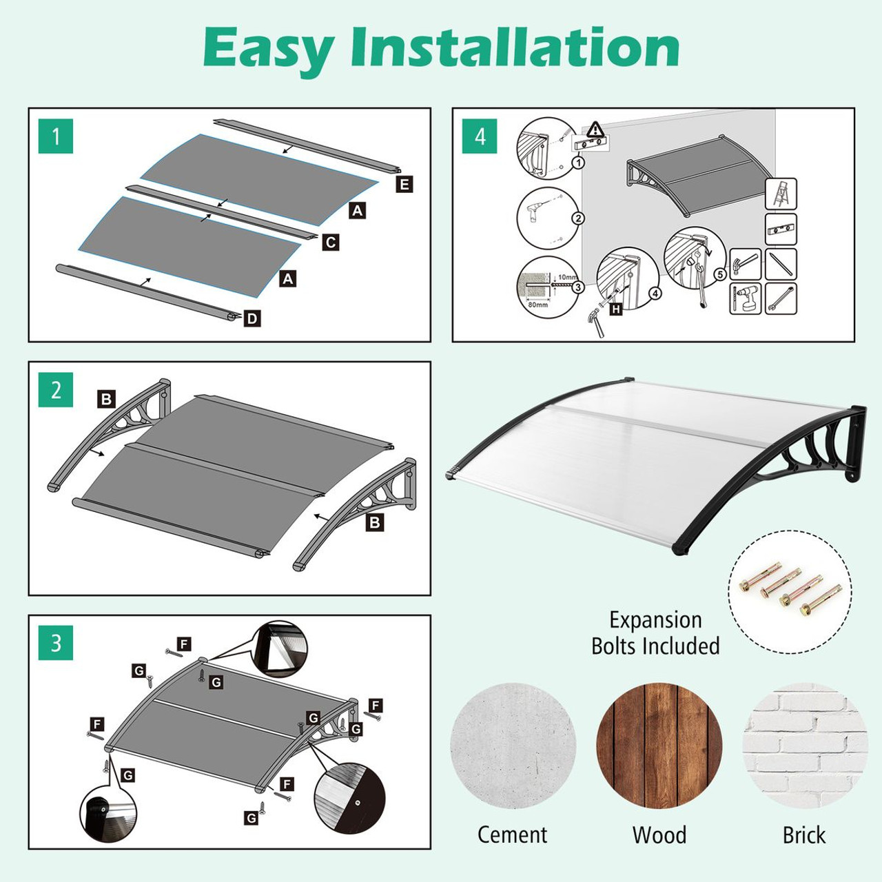 48 x 40-Inch Outdoor Front Door/Window Awning product image