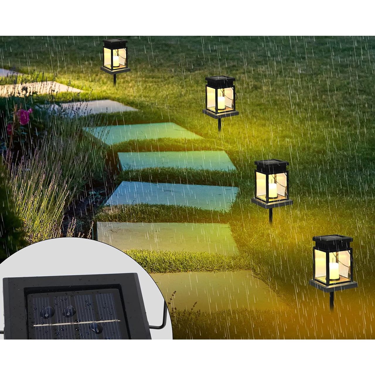 Solar Hanging Candle Lantern & Staked Path Light (8-Pack) product image