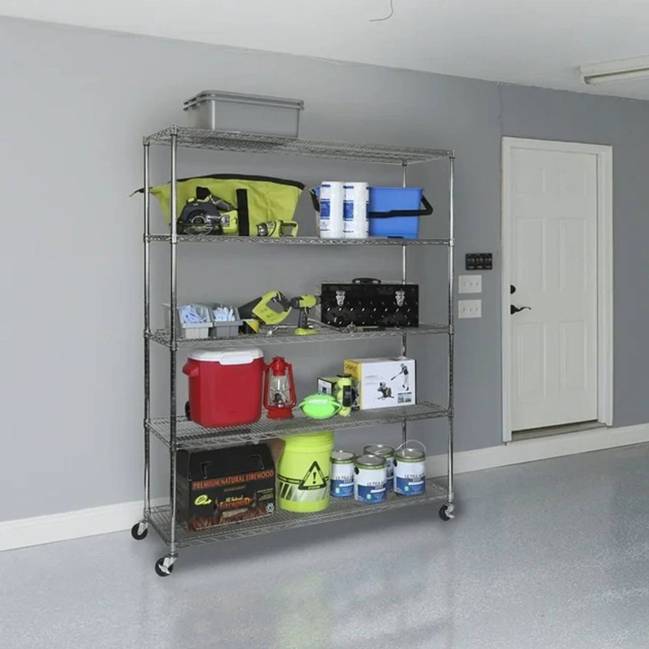 5-Tier Steel Wire Shelving with Wheels product image