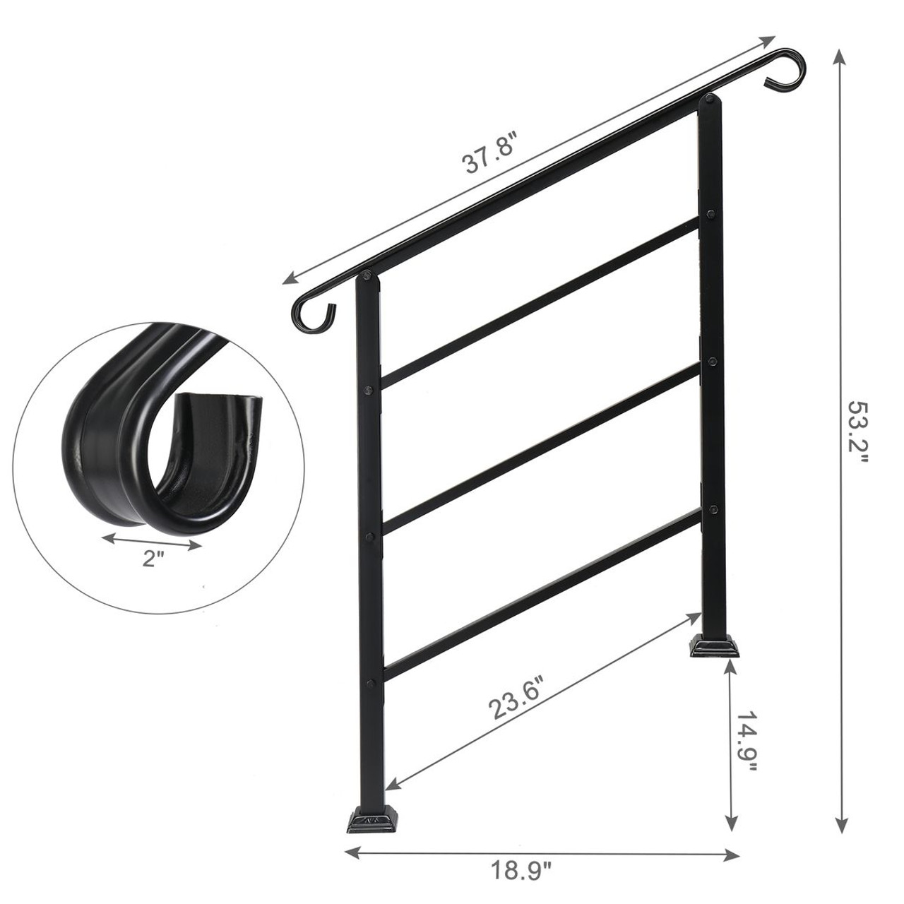 1- or 3-Step Adjustable Wrought Iron Handrail product image