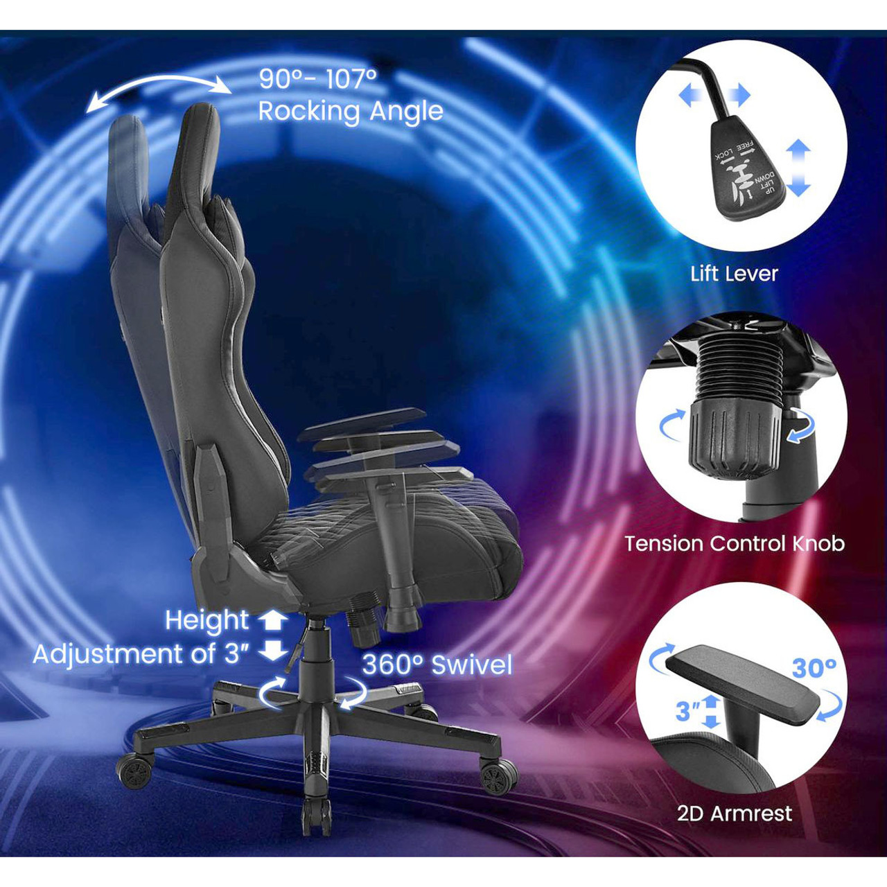 Gaming Chair with RGB LED Lights product image