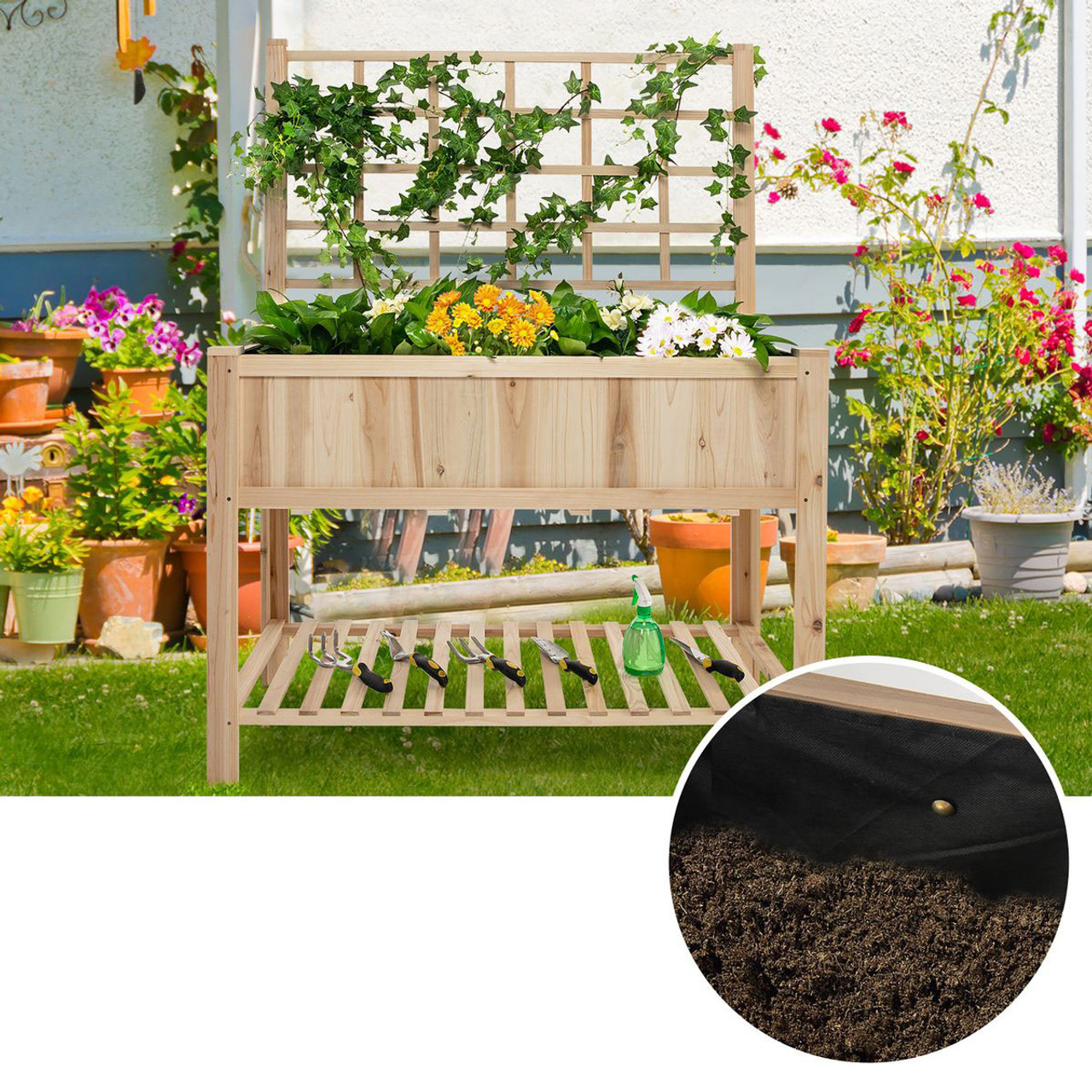 Raised Garden Bed with Trellis product image