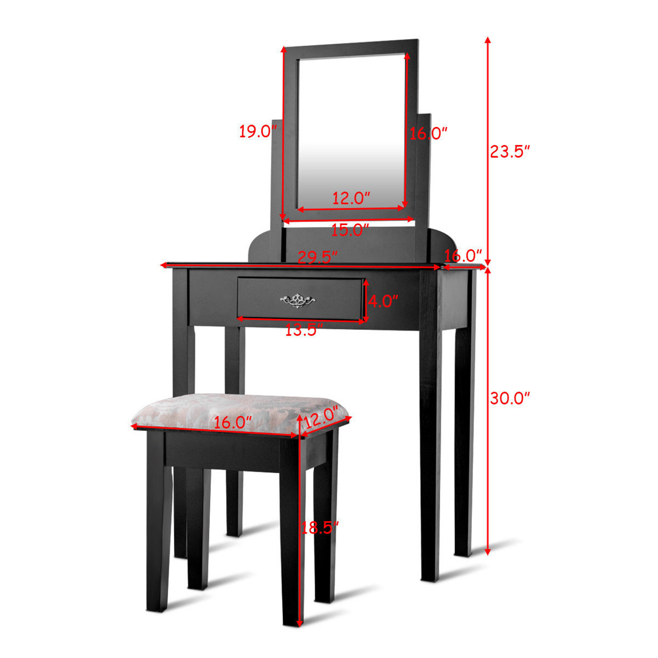 Makeup Vanity Table with Square Stool product image