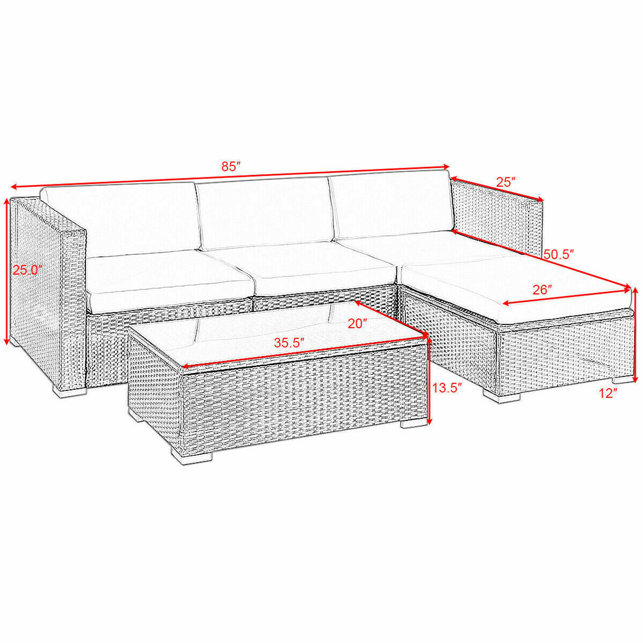 Costway 5-Piece Outdoor Rattan Furniture Set product image