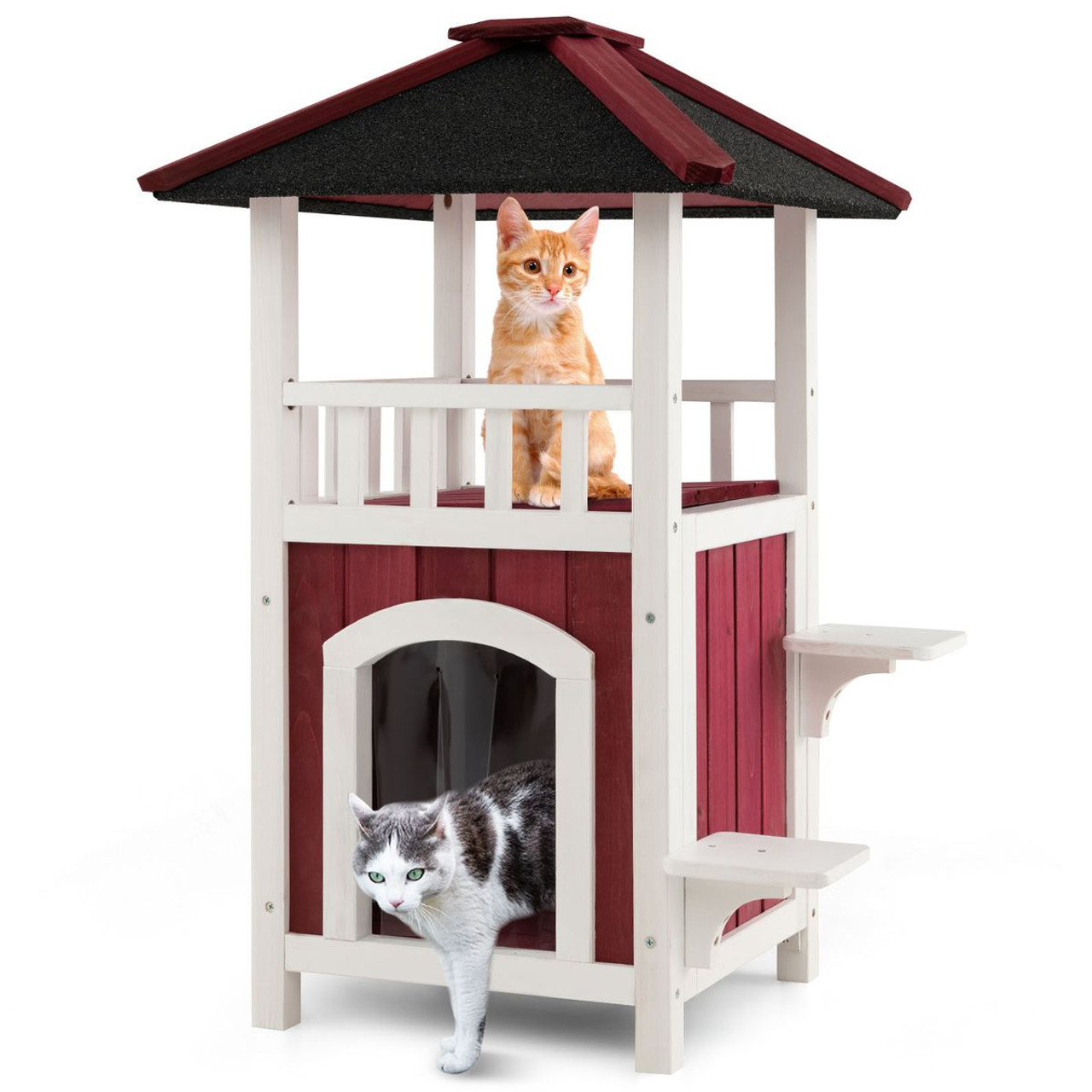 2-Story Wooden Outdoor Cat House product image