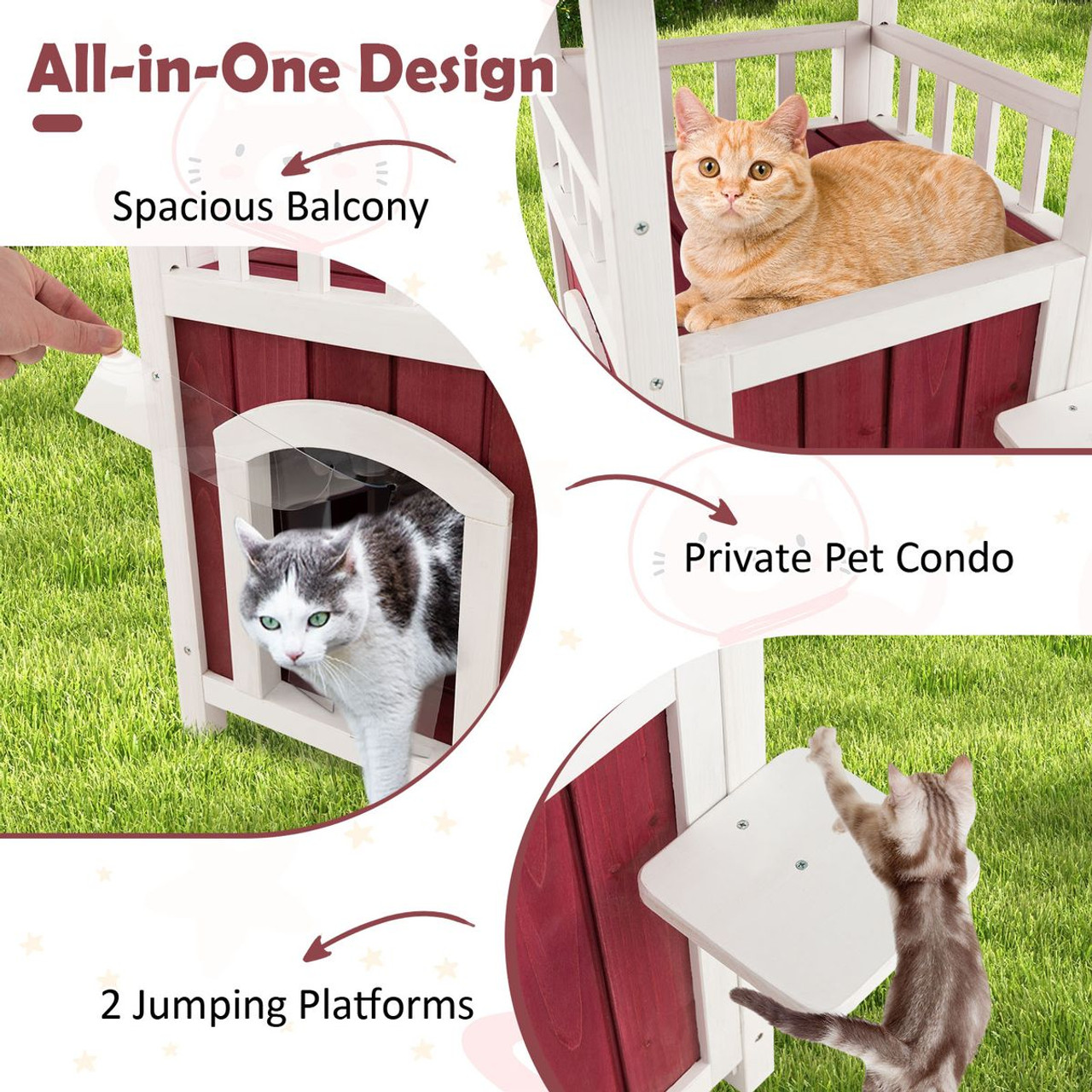 2-Story Wooden Outdoor Cat House product image