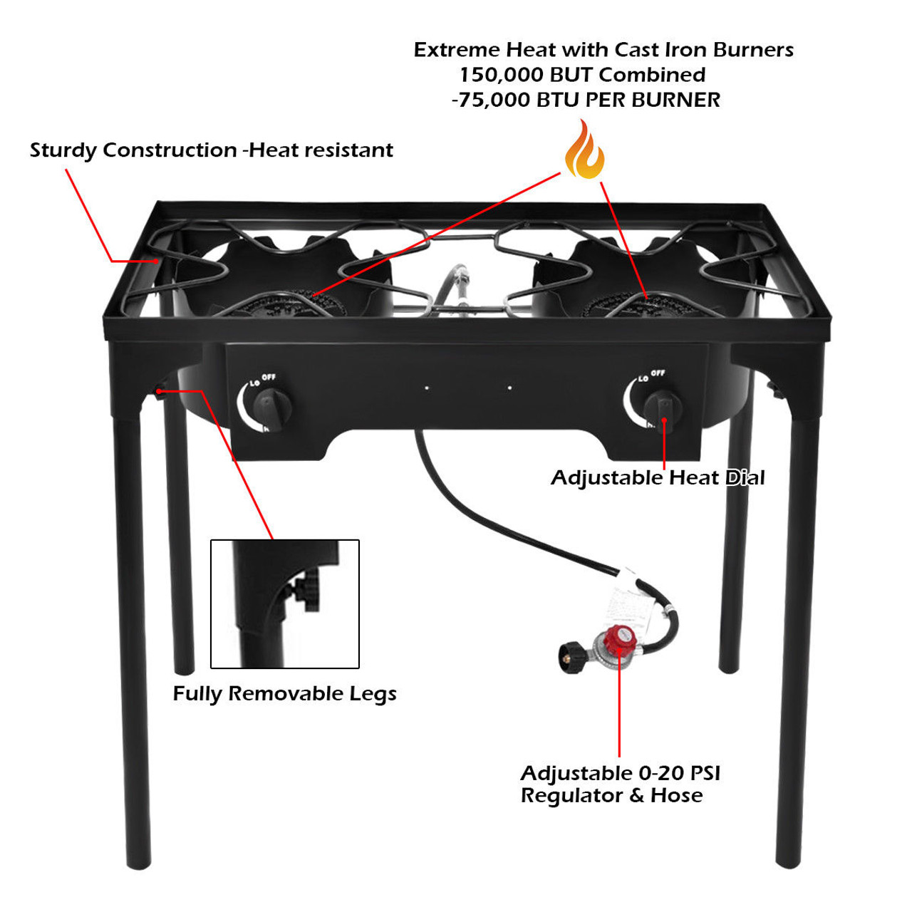 Costway Double Burner Propane Cooker with Outdoor Stove Stand product image
