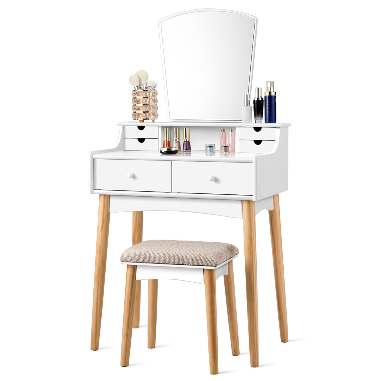 Vanity Table with Cushioned Stool product image
