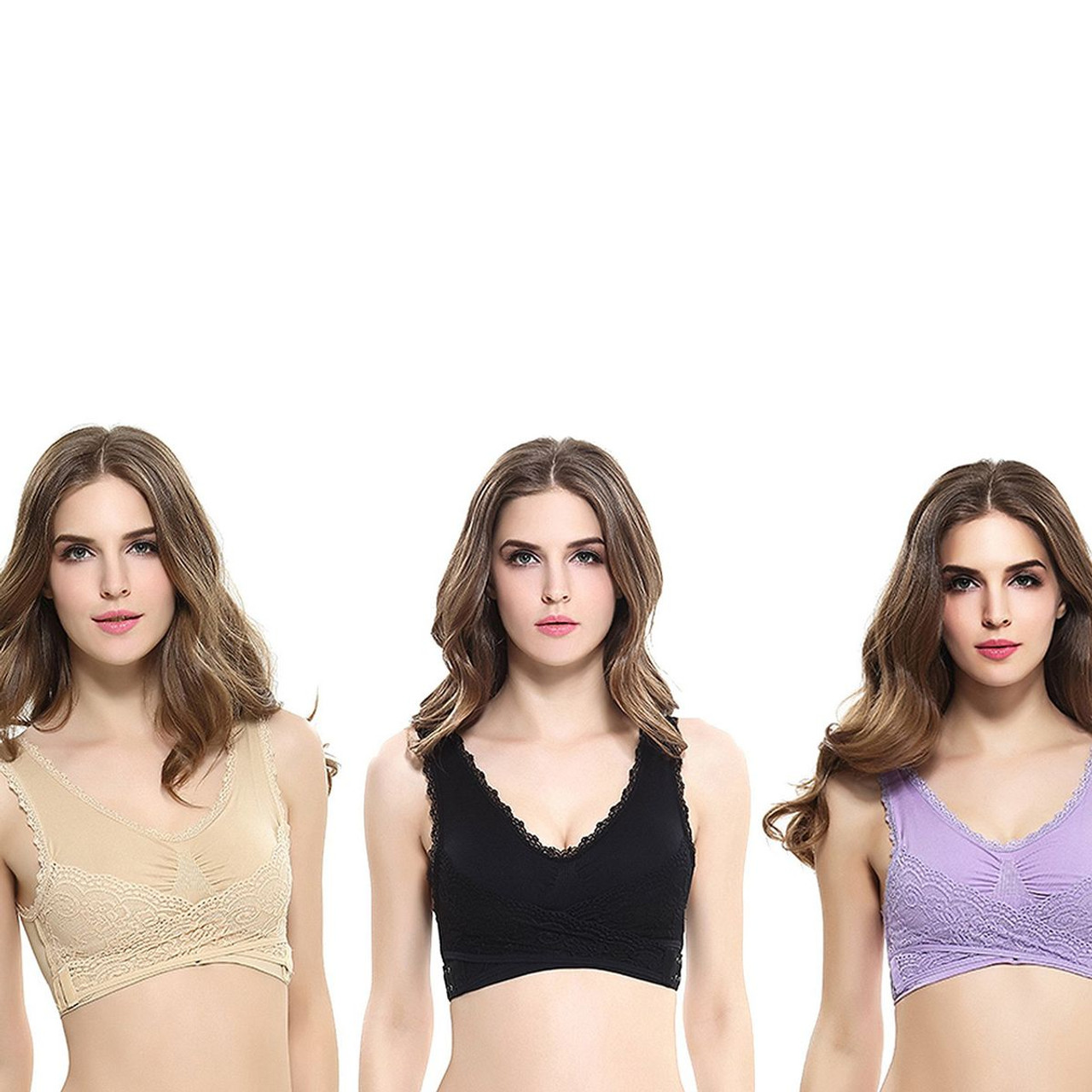 Extreme Fit™ Women's Comfortable Floral Lace Bra (3-Pack) product image