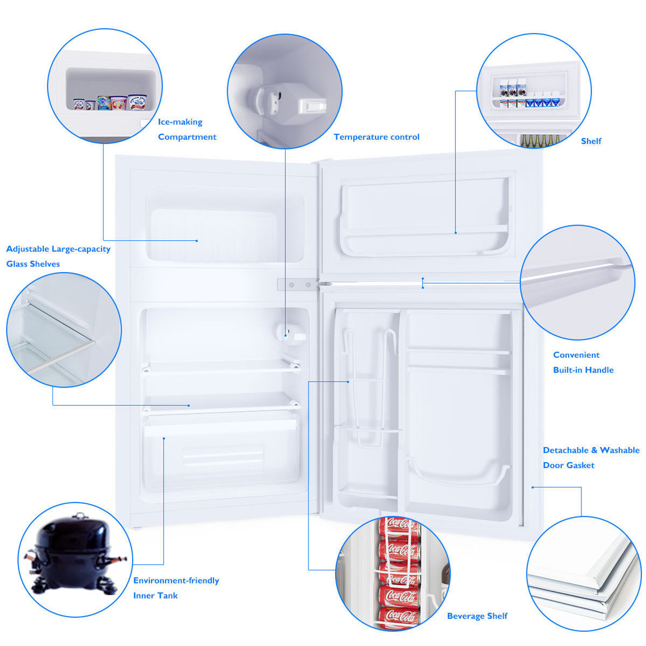 Costway 3.2 cu ft. Compact Refrigerator with Freezer product image