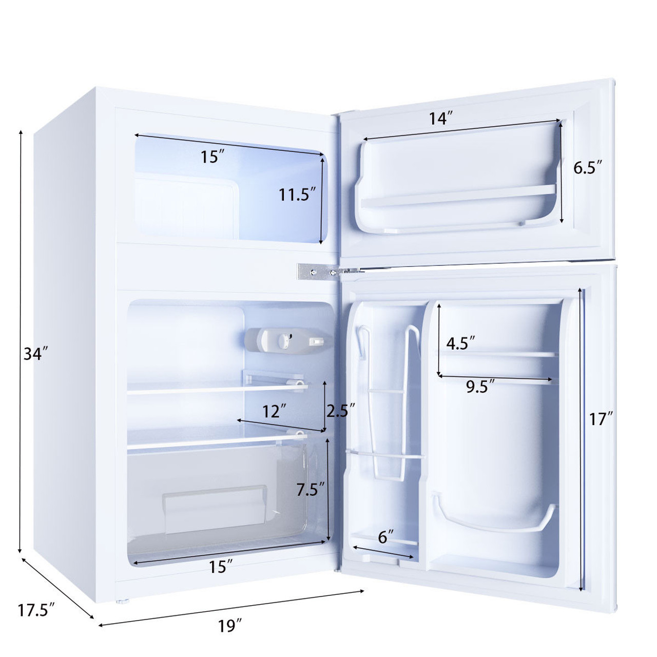 Costway 3.2 cu ft. Compact Refrigerator with Freezer product image