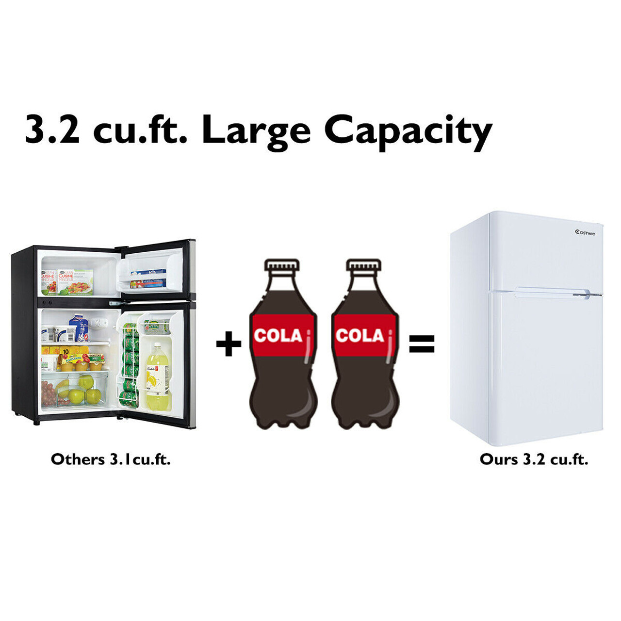 Costway 3.2 cu ft. Compact Refrigerator with Freezer product image