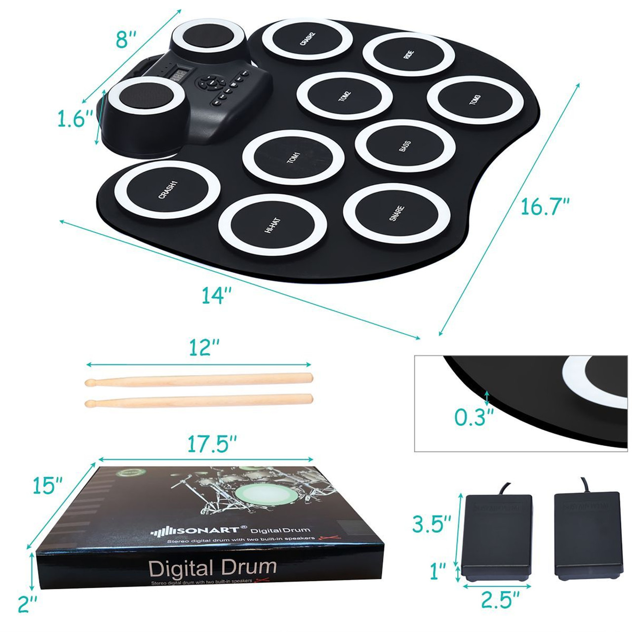 Costway Electronic Drum Set with 9 Pads, MIDI, Speaker, Headphone product image