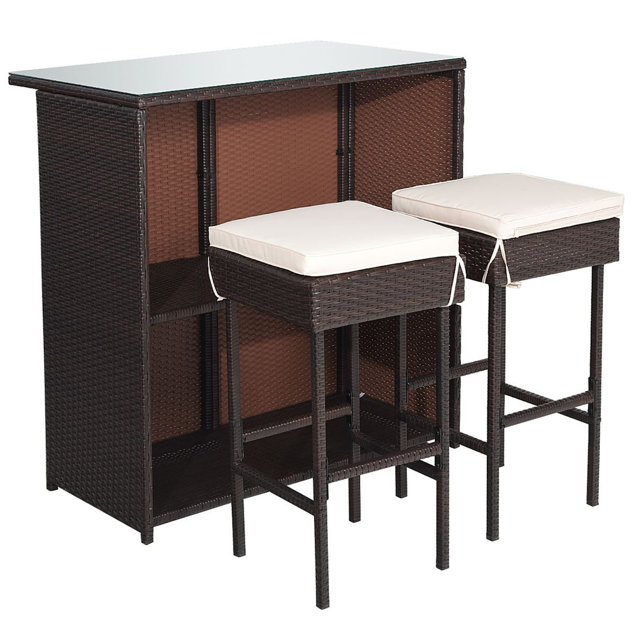 Costway 3-Piece Patio Rattan Wicker Bar Dining Set product image