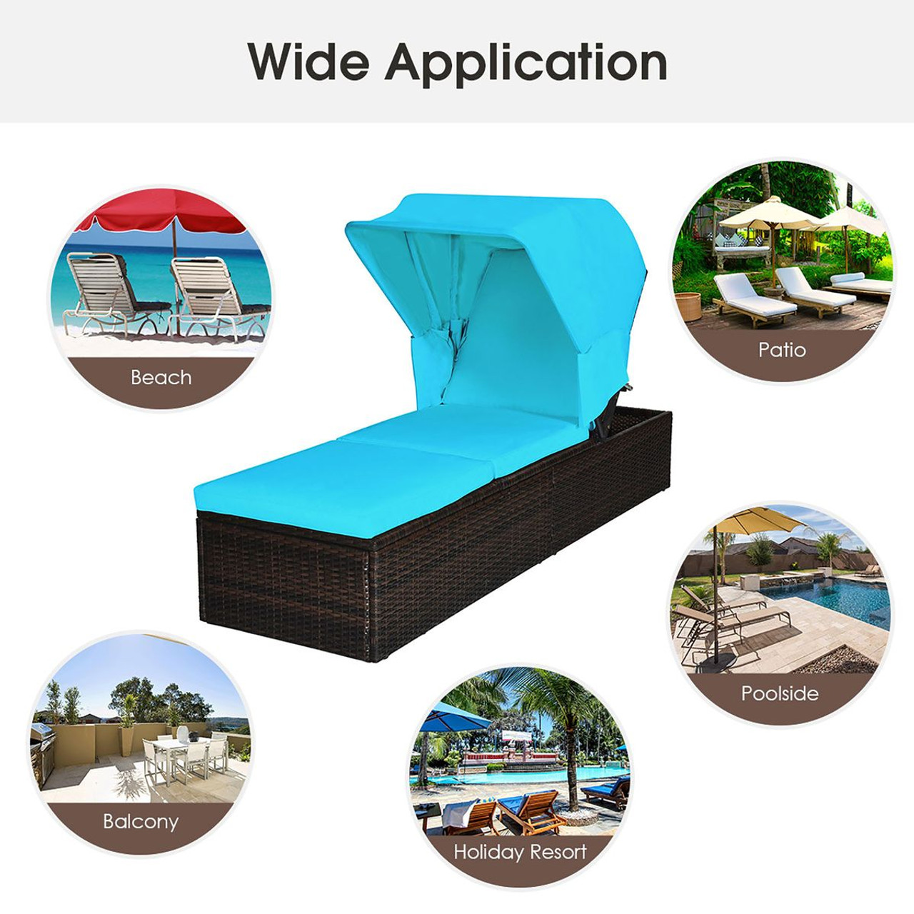 Rattan Lounge Chair with Adjustable Canopy product image