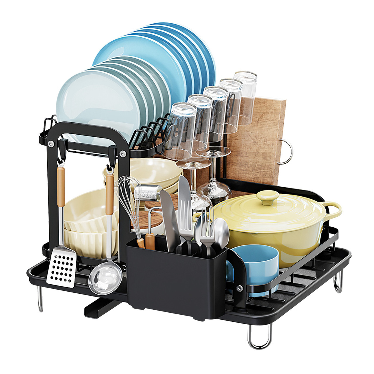 NewHome™ 2-Tier Dish Drying Rack with Drainboard  product image