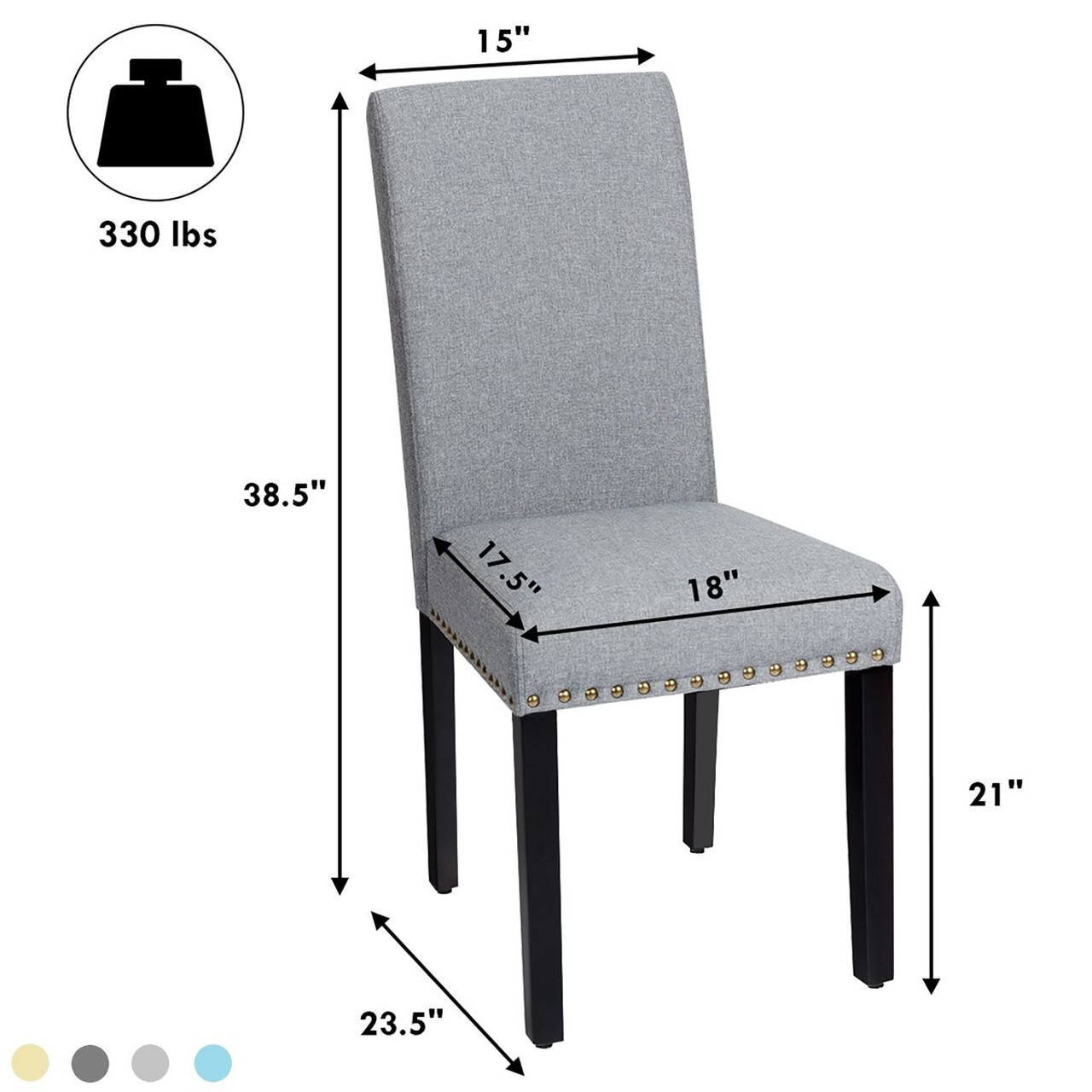 Costway Fabric Dining Chairs with Nailhead Trim (Set of 4) product image
