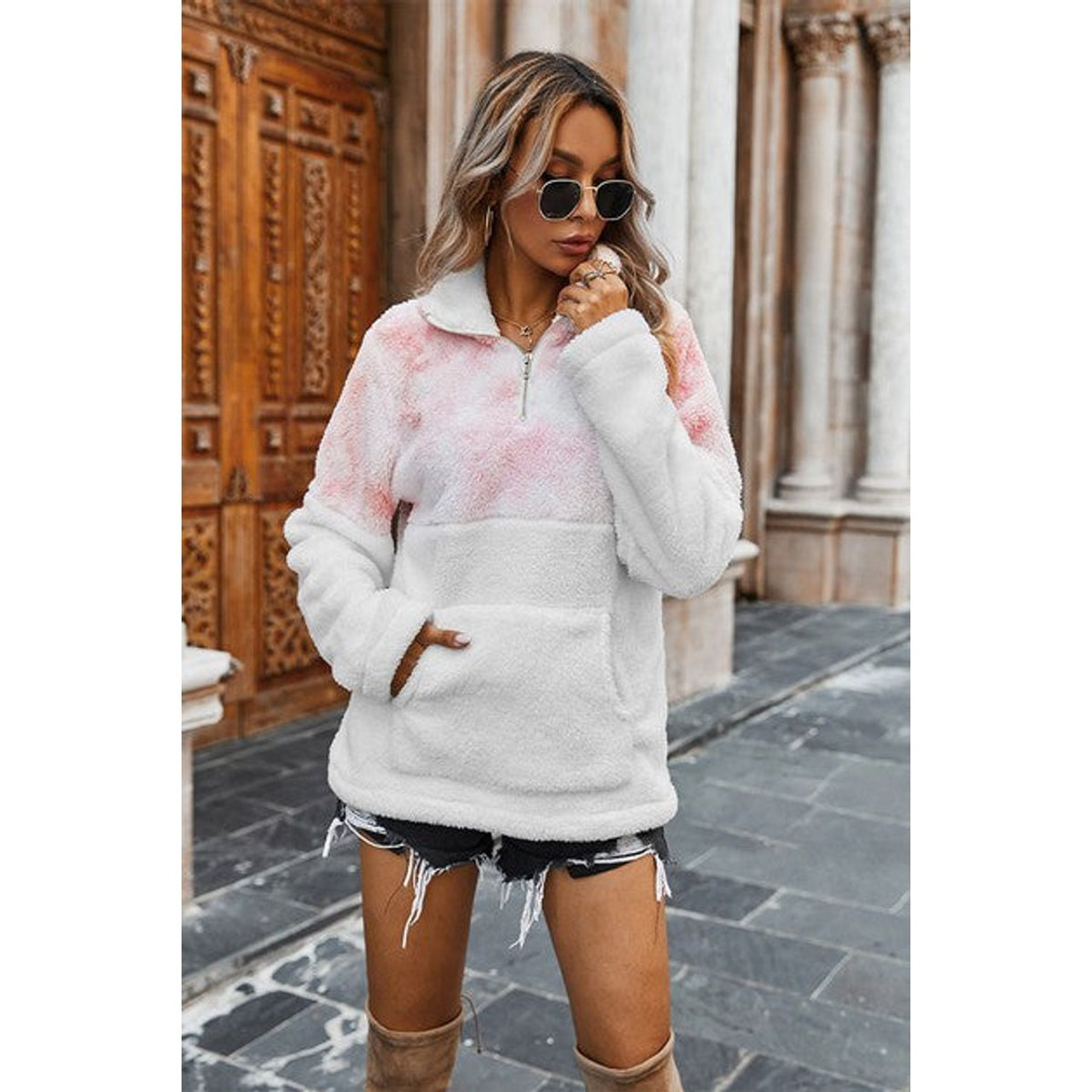 Women's Tie-Dye Teddy Fur Sweater product image