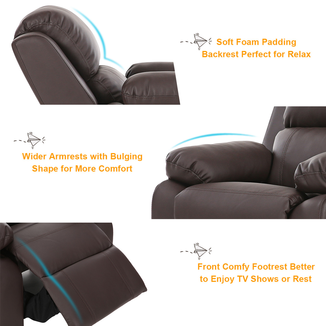 Deluxe Padded Kids Sofa Recliner with Storage Arm product image