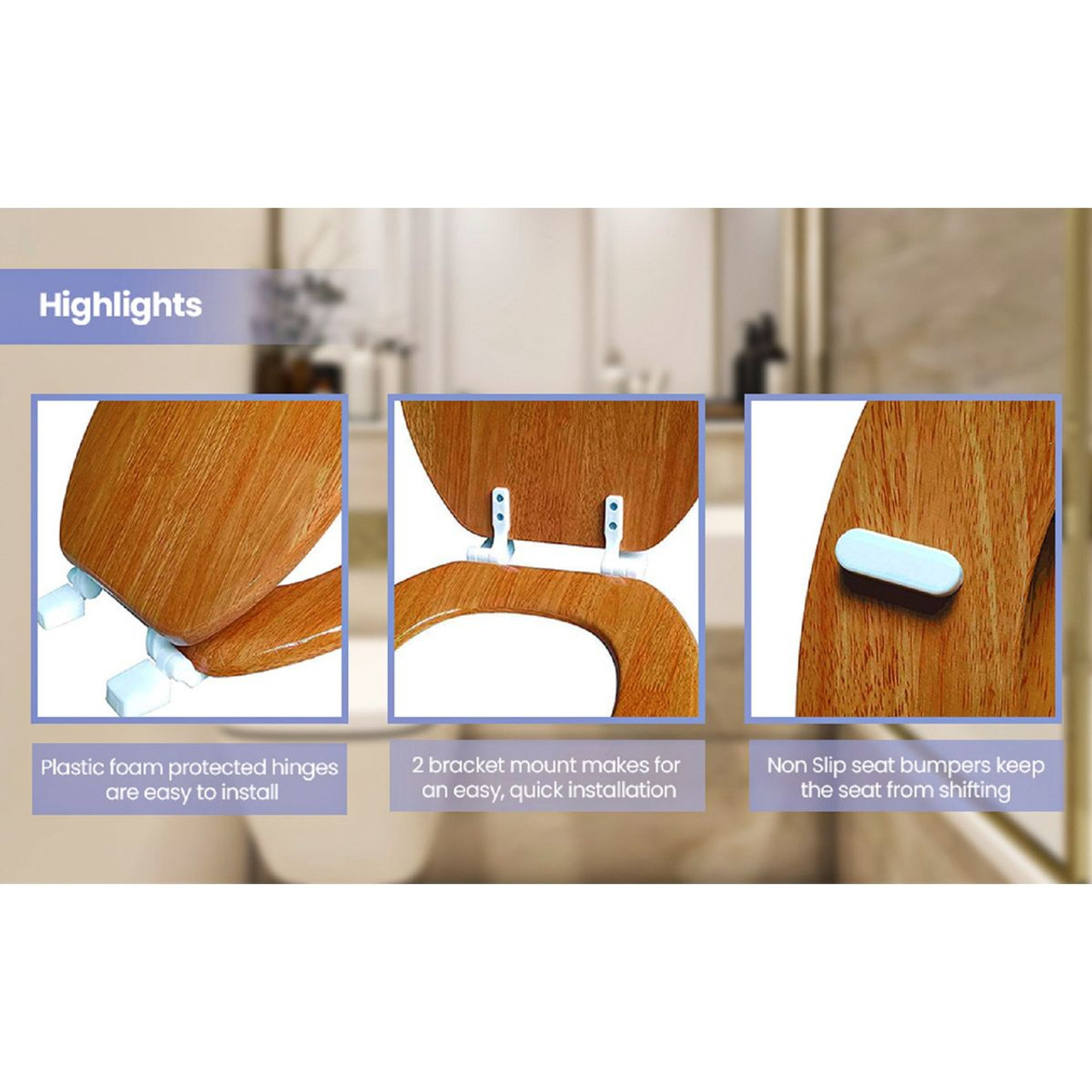 Round Toilet Seat with Easy Clean & Change Hinge product image