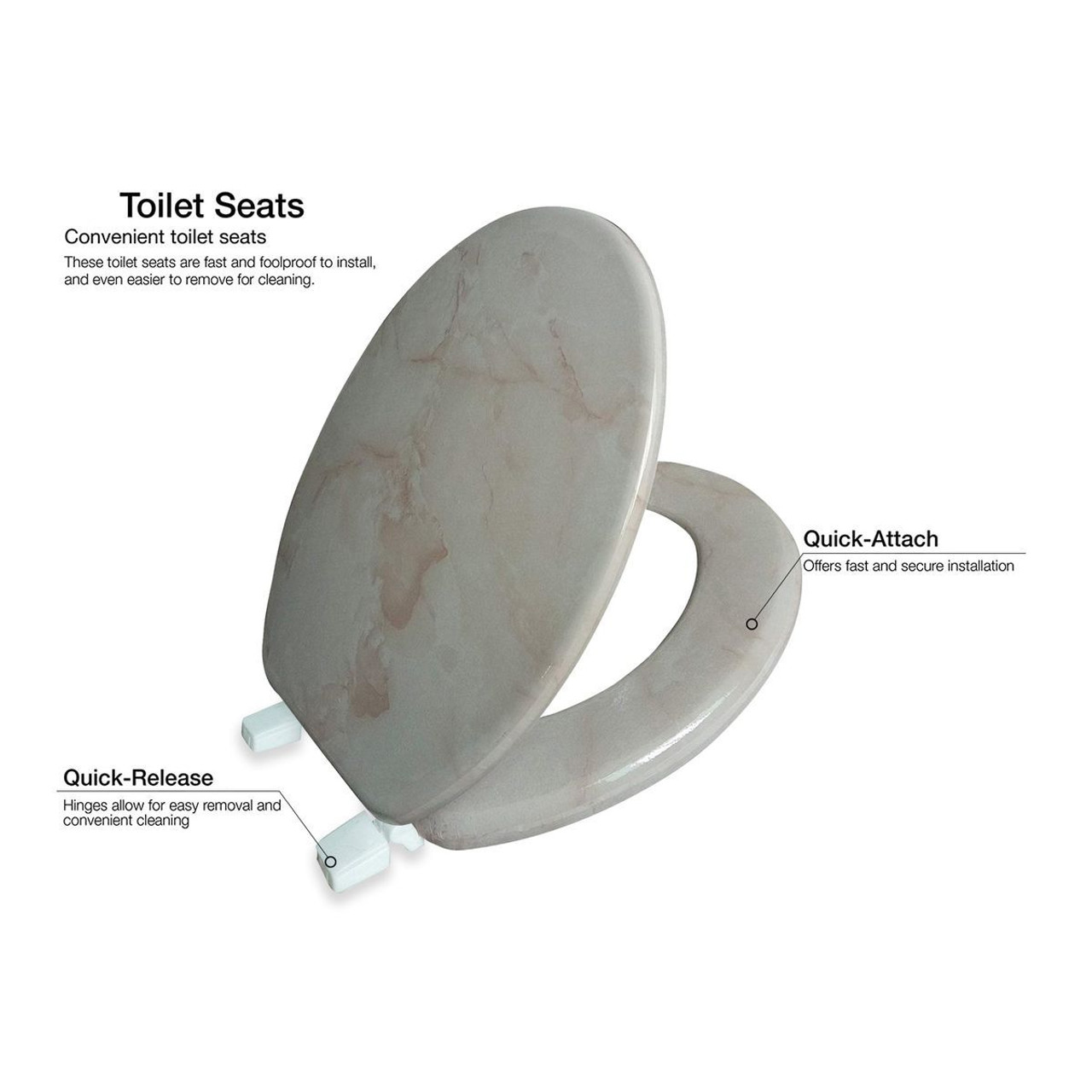 Round Toilet Seat with Easy Clean & Change Hinge product image