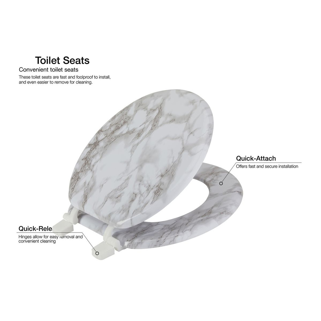 Round Toilet Seat with Easy Clean & Change Hinge product image