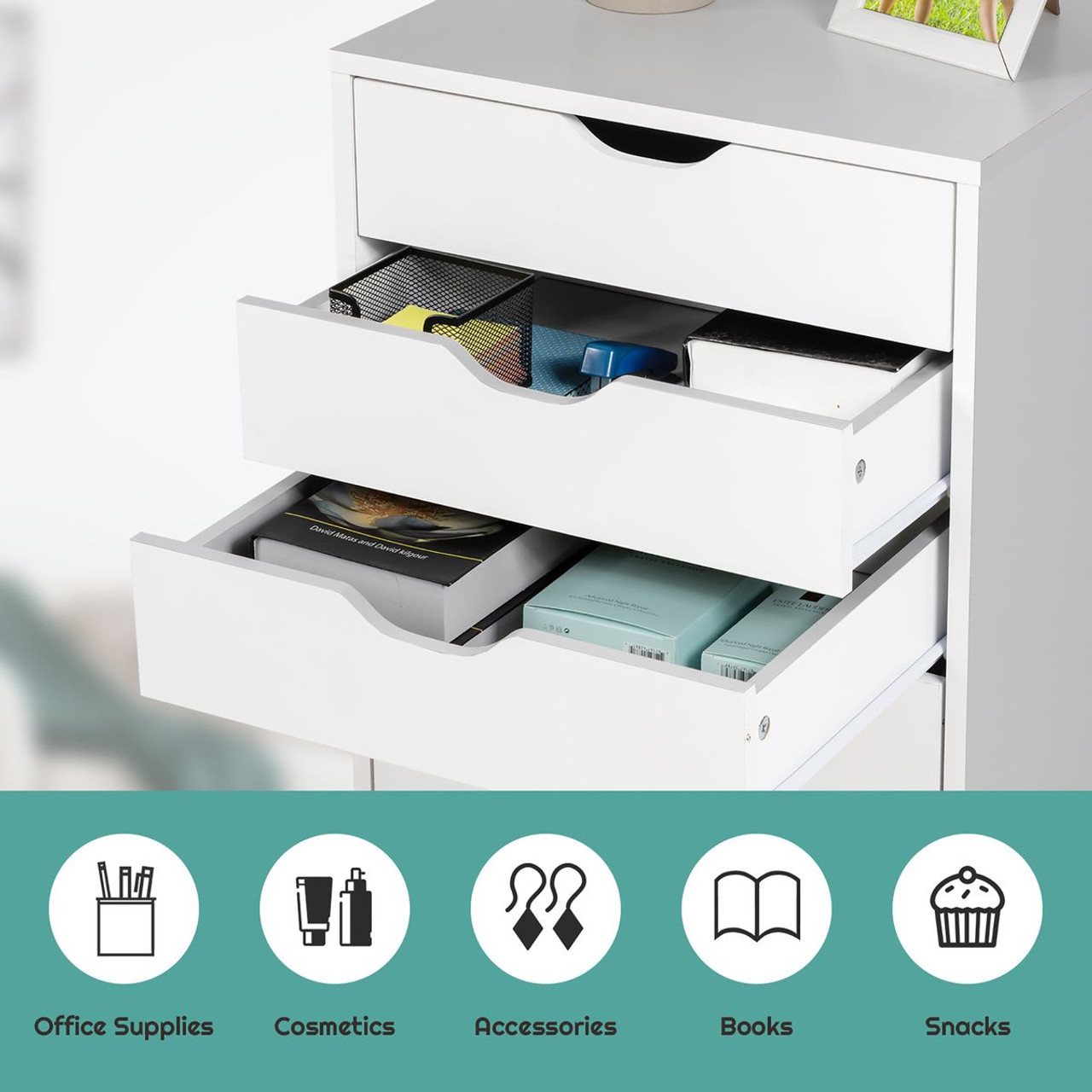 Costway 5-Drawer Storage Dresser with Wheels product image