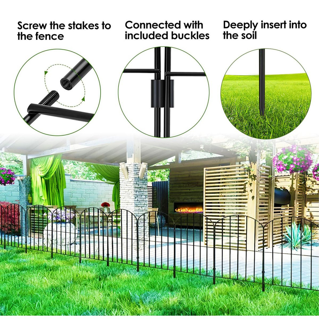 Decorative Garden Fence Iron Folding Panel Border (Set of 10) product image
