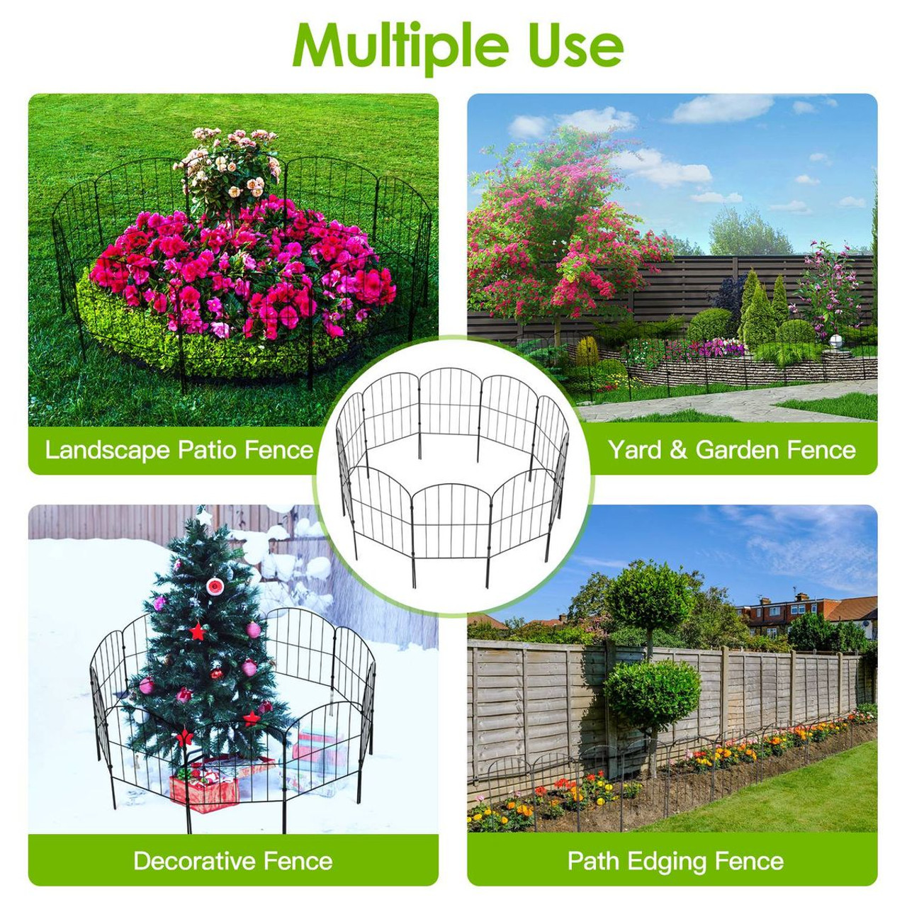 Decorative Garden Fence Iron Folding Panel Border (Set of 10) product image