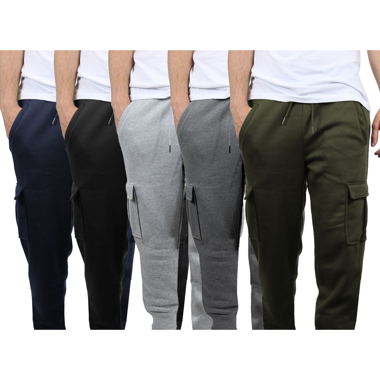 Men's Slim-Fit Cargo Pocket Fleece Jogger Sweatpants (1- or 3-Pack) product image