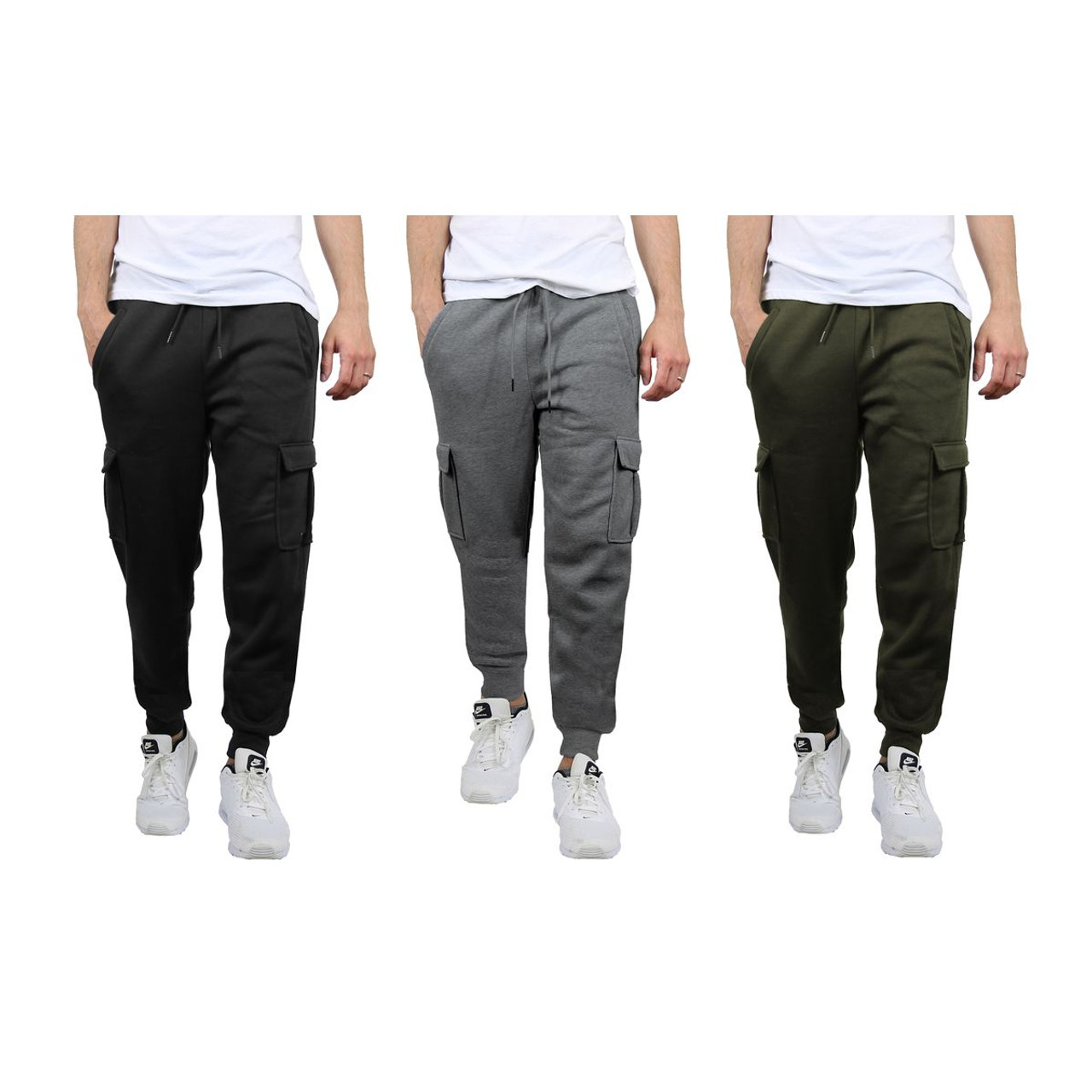 Men's Slim-Fit Cargo Pocket Fleece Jogger Sweatpants (1- or 3-Pack) product image