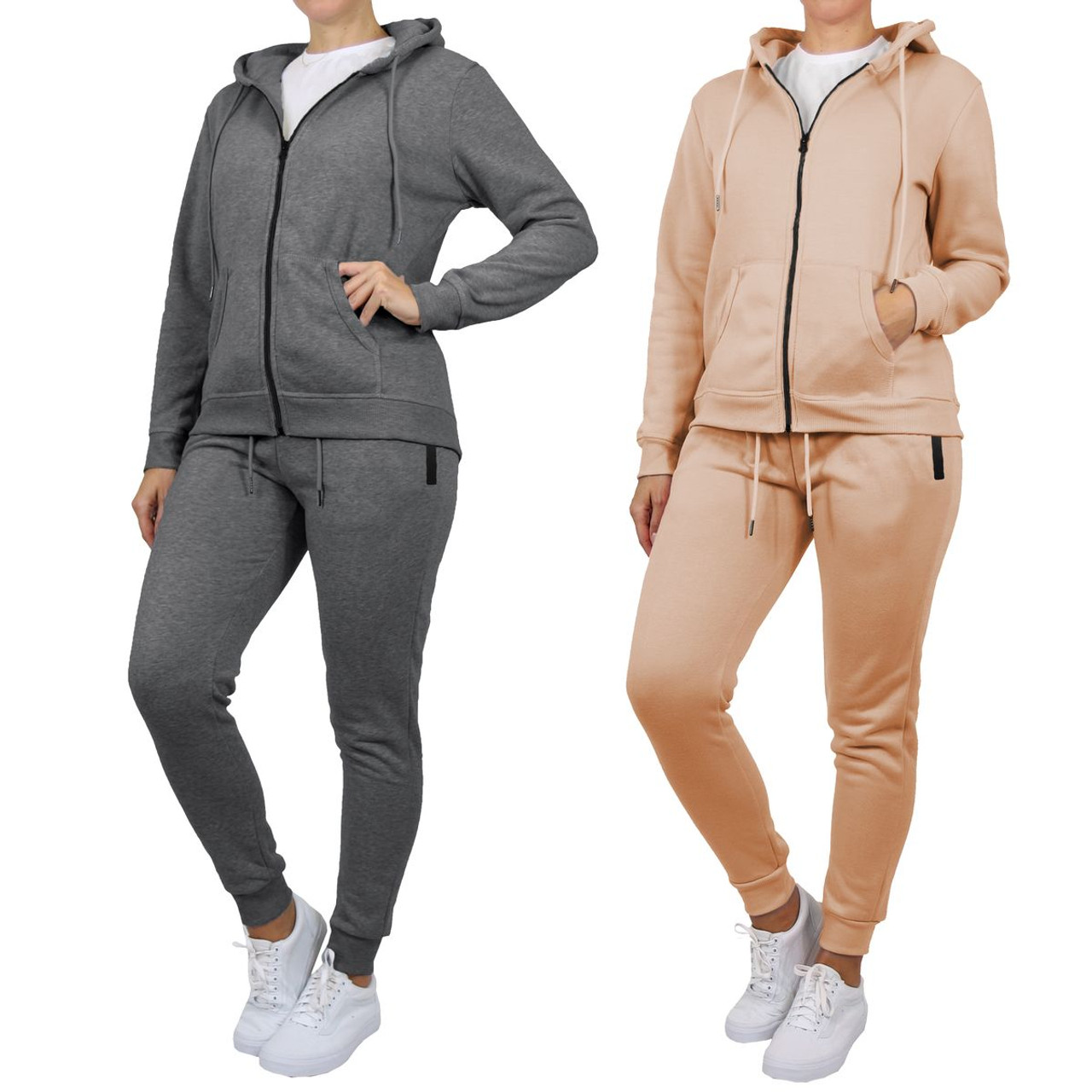 Women's Fleece-Lined Matching Zip-up Hoodie & Jogger (Set of 1 or 2) product image