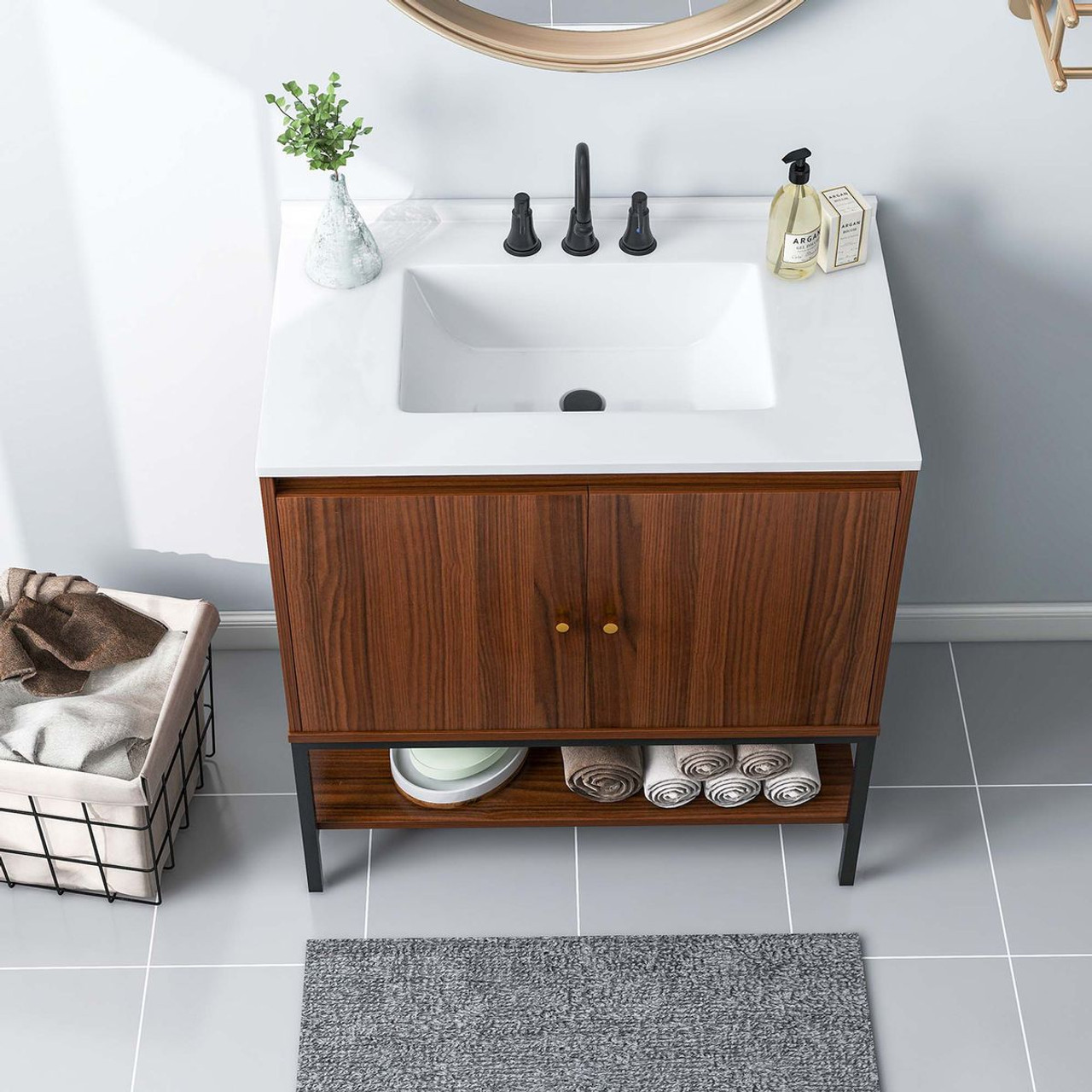 31-Inch Bathroom Vanity Sink Combo with Doors & Open Shelf product image