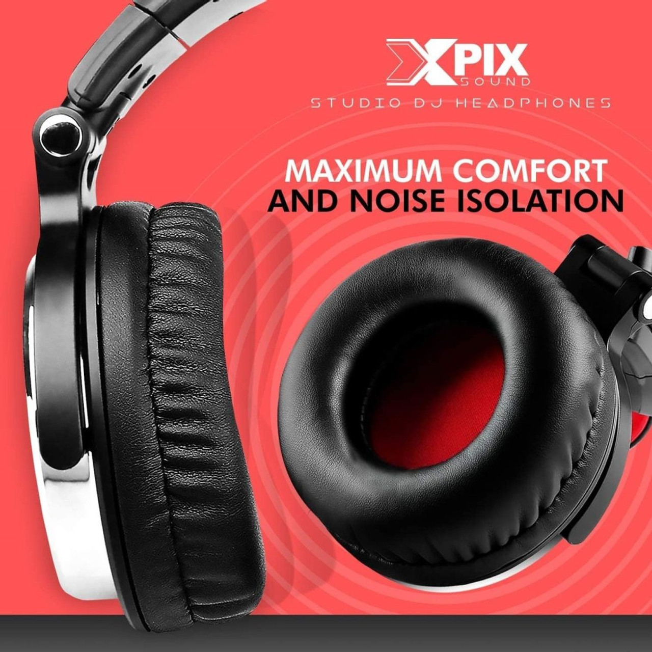 XPIX Pro DJ Closed Back Over Ear Stereo Monitor Headphones product image