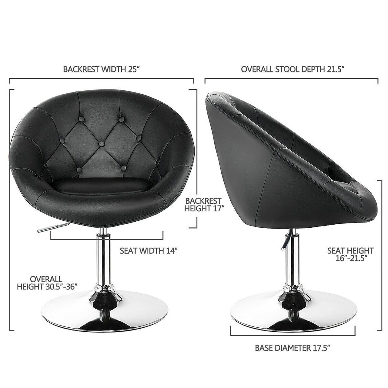 Adjustable PU Leather Swivel Chair with Round Tufted Back product image