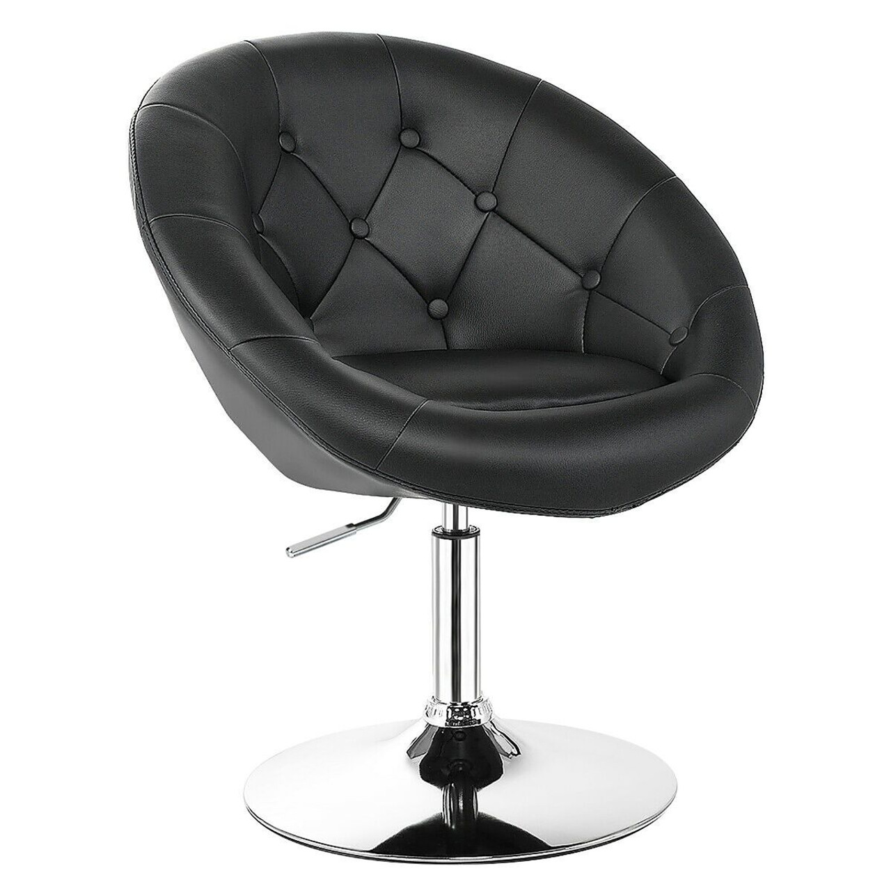 Costway Adjustable PU Leather Swivel Chair with Round Tufted Back product image