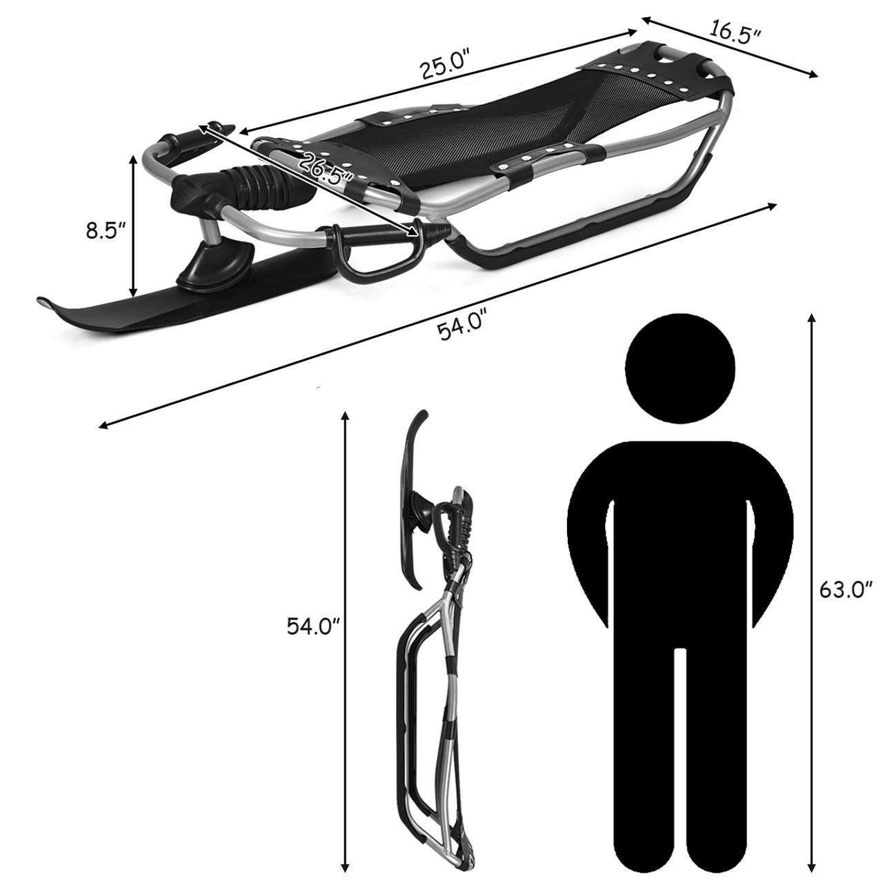 Snow Racer Sled with Textured Grip Handles & Mesh Seat product image