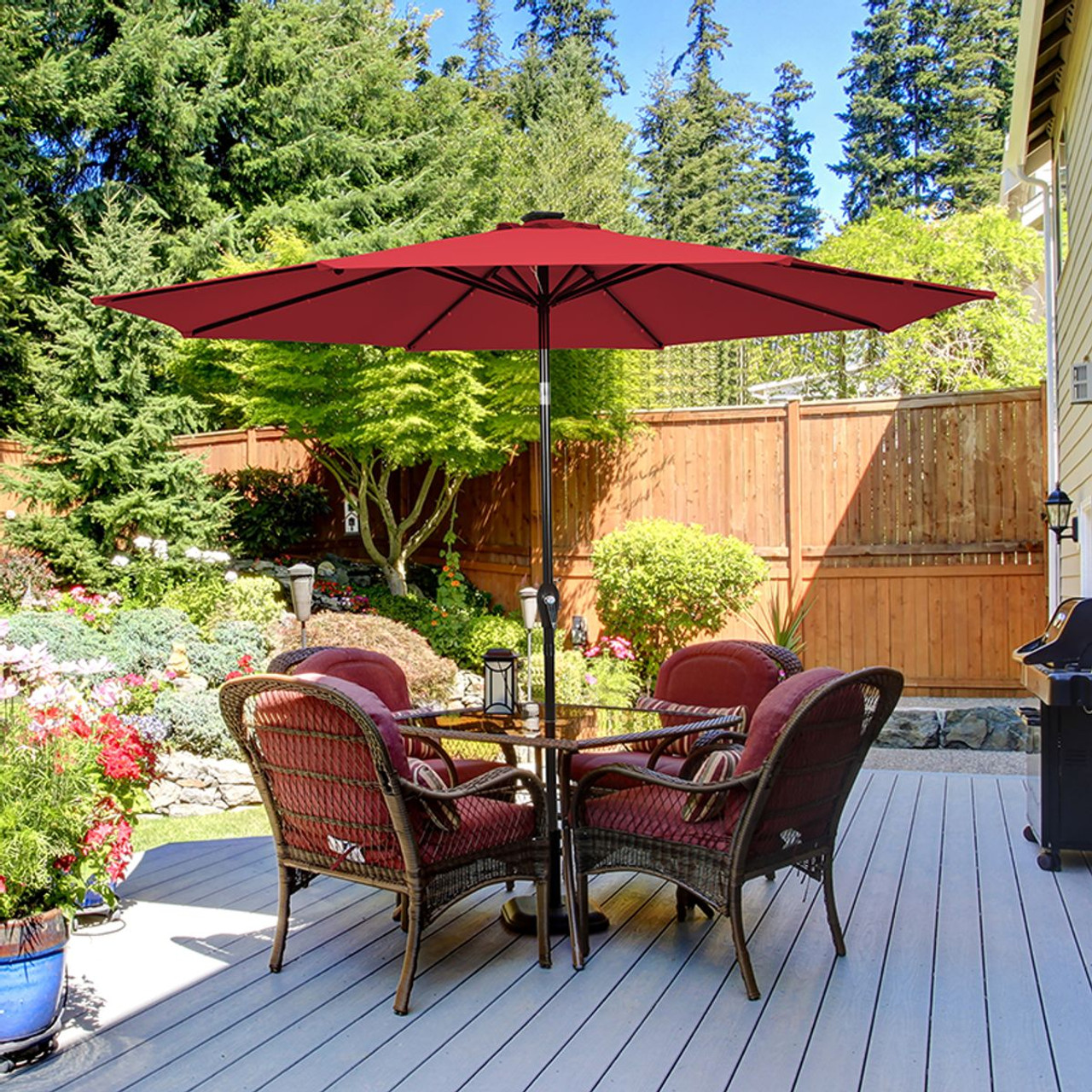 10-Foot Outdoor Patio Umbrella with Bright Solar LED Lights product image