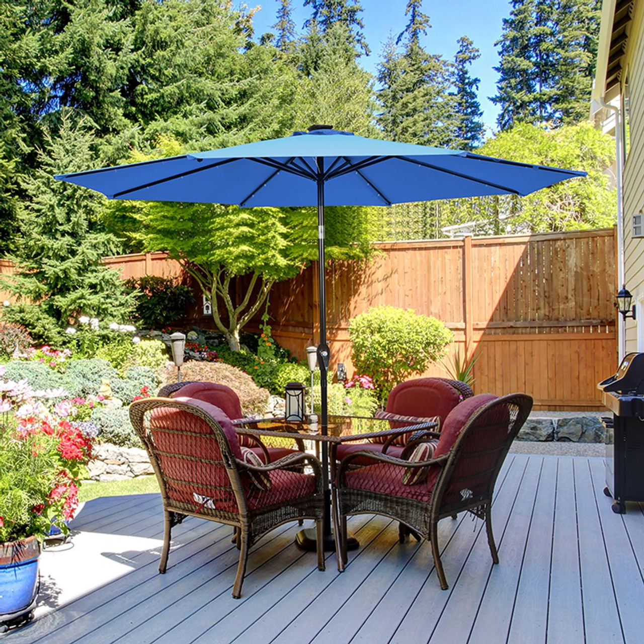 10-Foot Outdoor Patio Umbrella with Bright Solar LED Lights product image