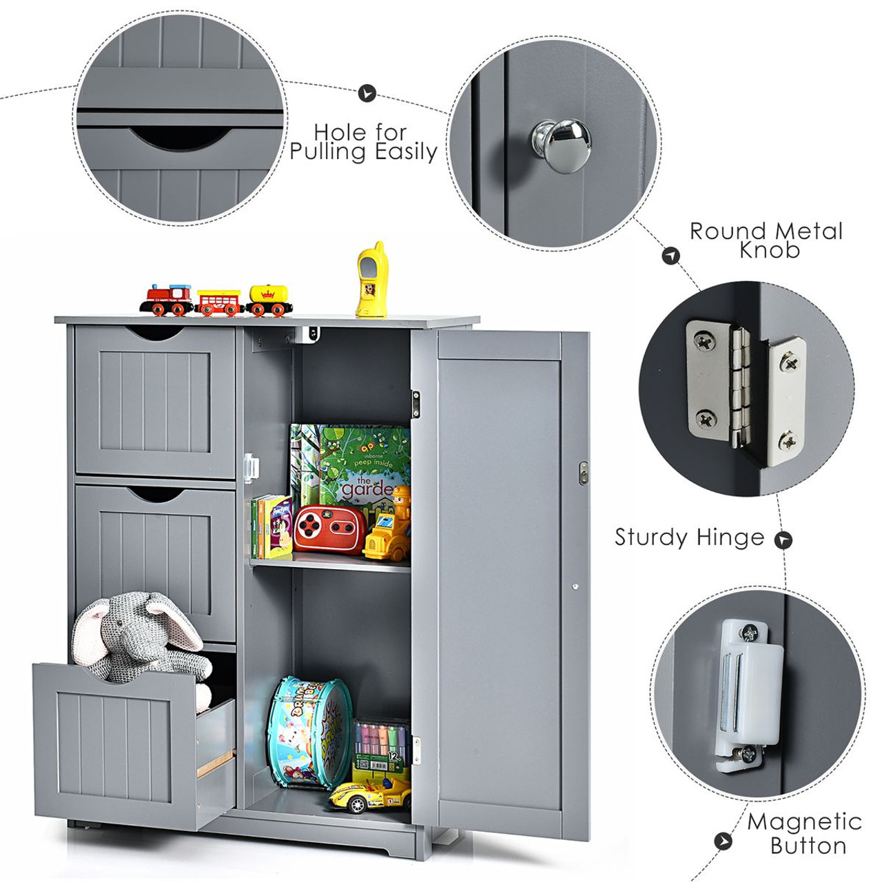 Bathroom Floor Cabinet with 3 Drawers and 1 Cupboard product image