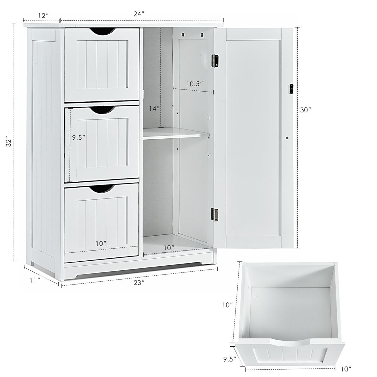 Bathroom Floor Cabinet with 3 Drawers and 1 Cupboard product image