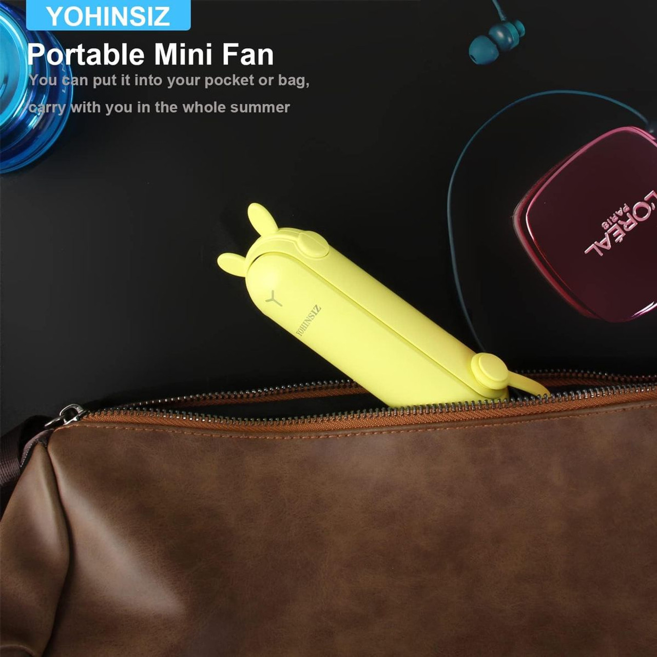 YOHINSIZ® Personal Handheld Mini Fan with Power Bank & Flashlight product image