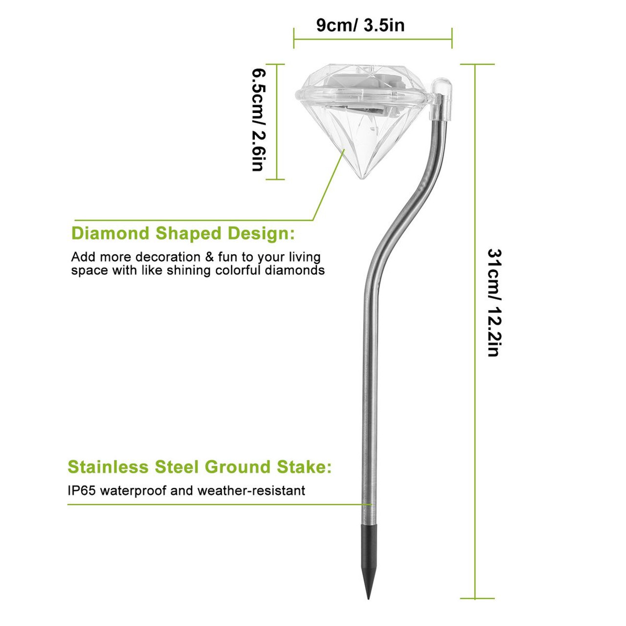 Solarek® Solar Diamond-Shape Garden Stake Light (4-Pack) product image