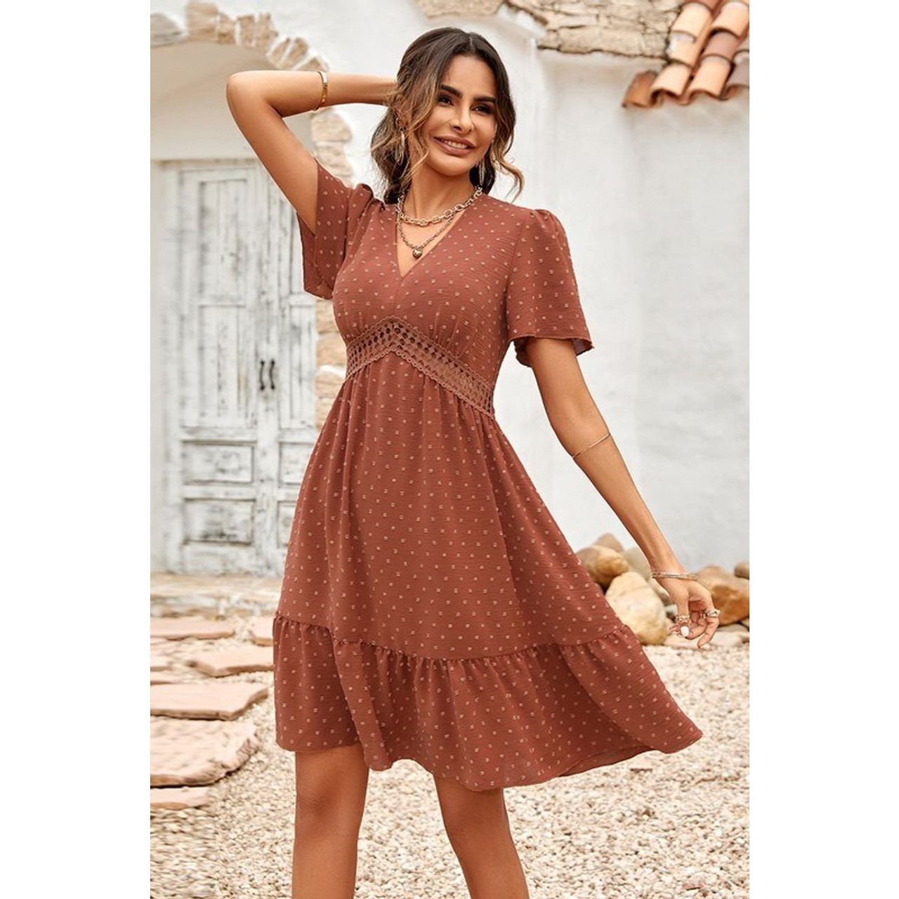 Women's Swiss Dots Bell Sleeves Dress product image