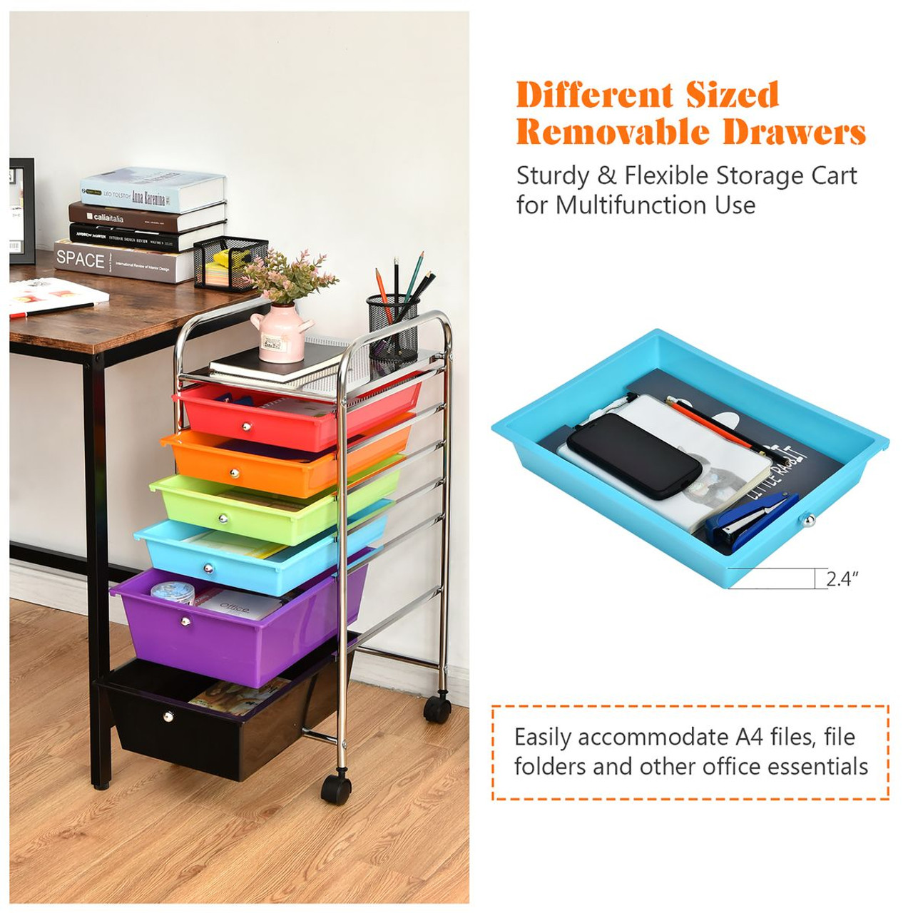 Costway 6-Drawer Rolling Storage Cart  product image